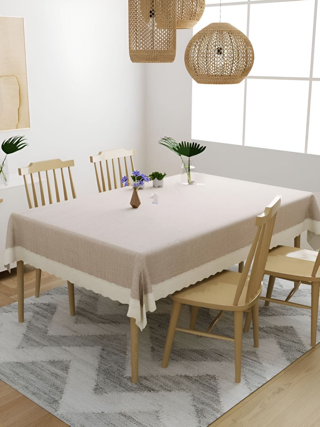 CASA-NEST Cream 6 Seater Table Cover
