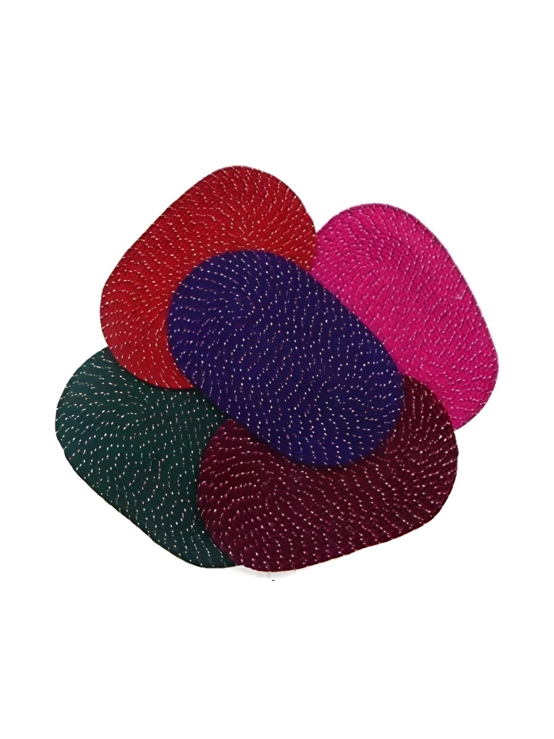 

Supreme Home Collective Red & Green 5 Pieces Textured Cotton Anti Skid Doormats