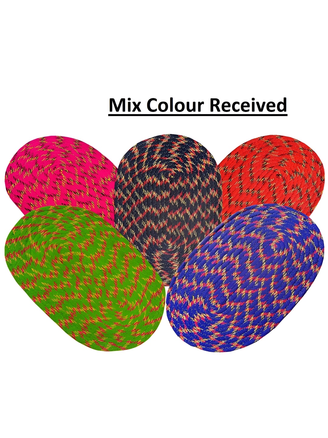 Supreme Home Collective Blue & Red 5 Pieces Cotton Anti-Skid Doormats, Pink