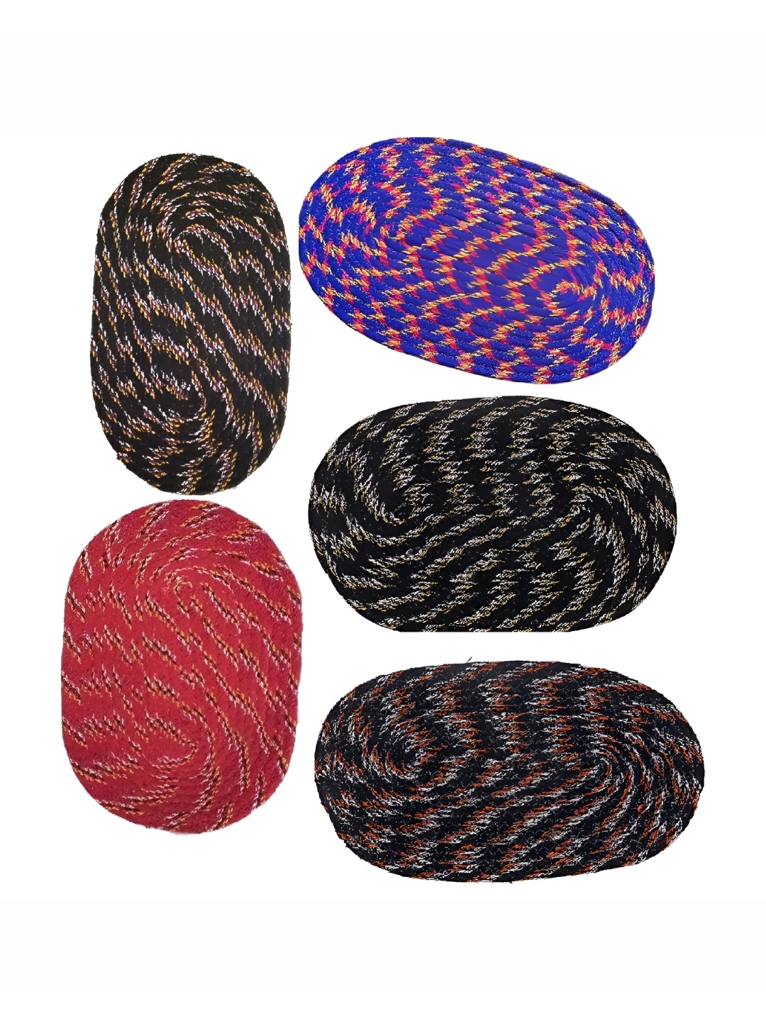 

Supreme Home Collective Blue & Red 5 Pieces Printed Cotton Anti-Skid Oval Shape Doormats