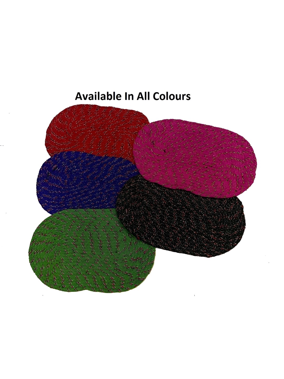 Supreme Home Collective Red & Green 5 Pieces Textured Cotton Anti Skid Doormats