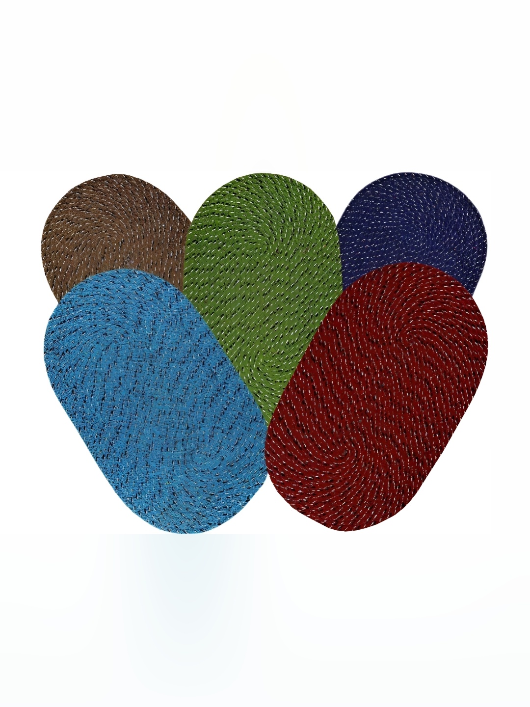 

Supreme Home Collective Blue 5 Pieces Woven Design Printed Cotton Anti-Skid Doormats