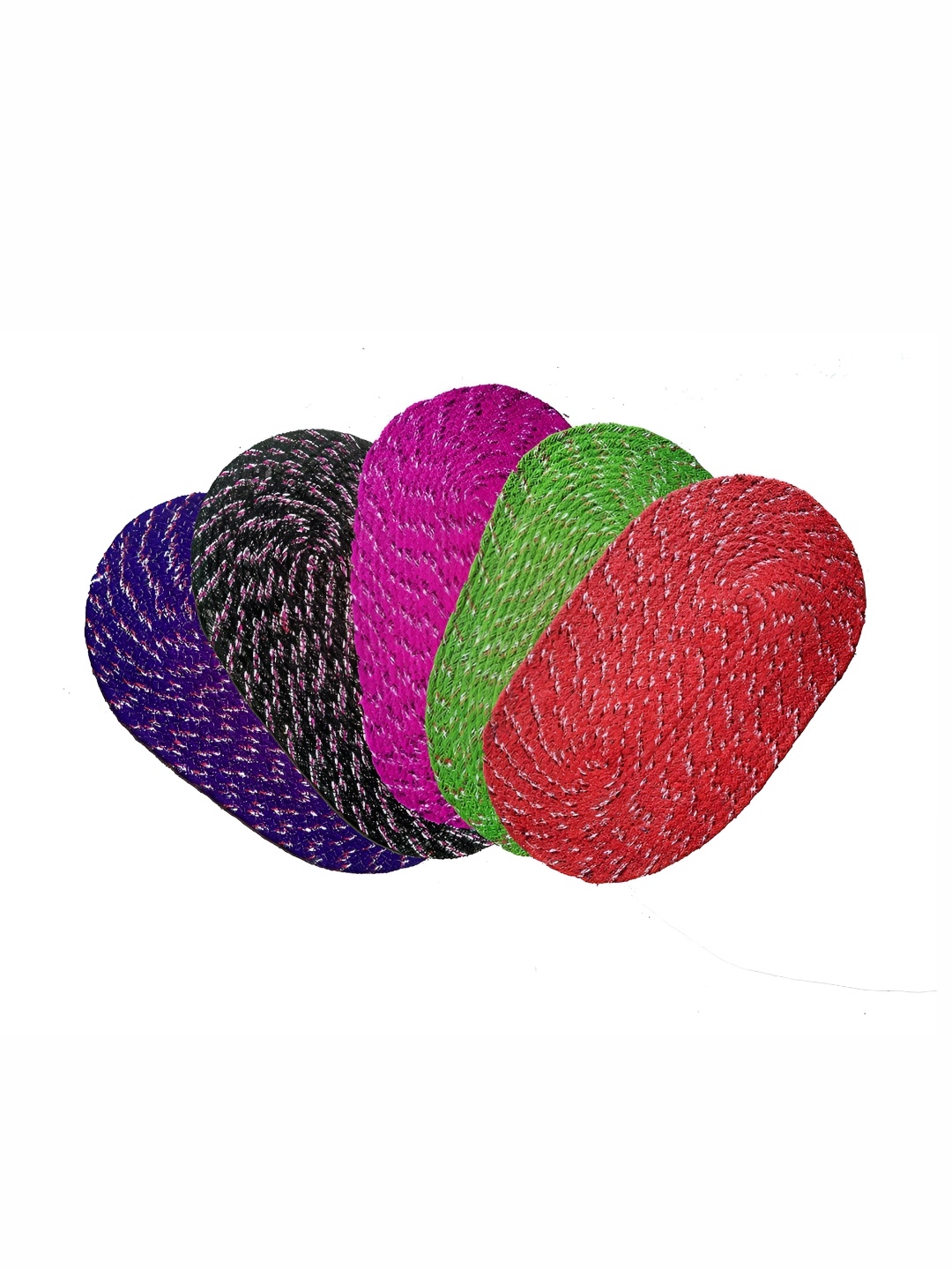 

Supreme Home Collective Red & Green 5 Pieces Textured Cotton Anti Skid Doormats