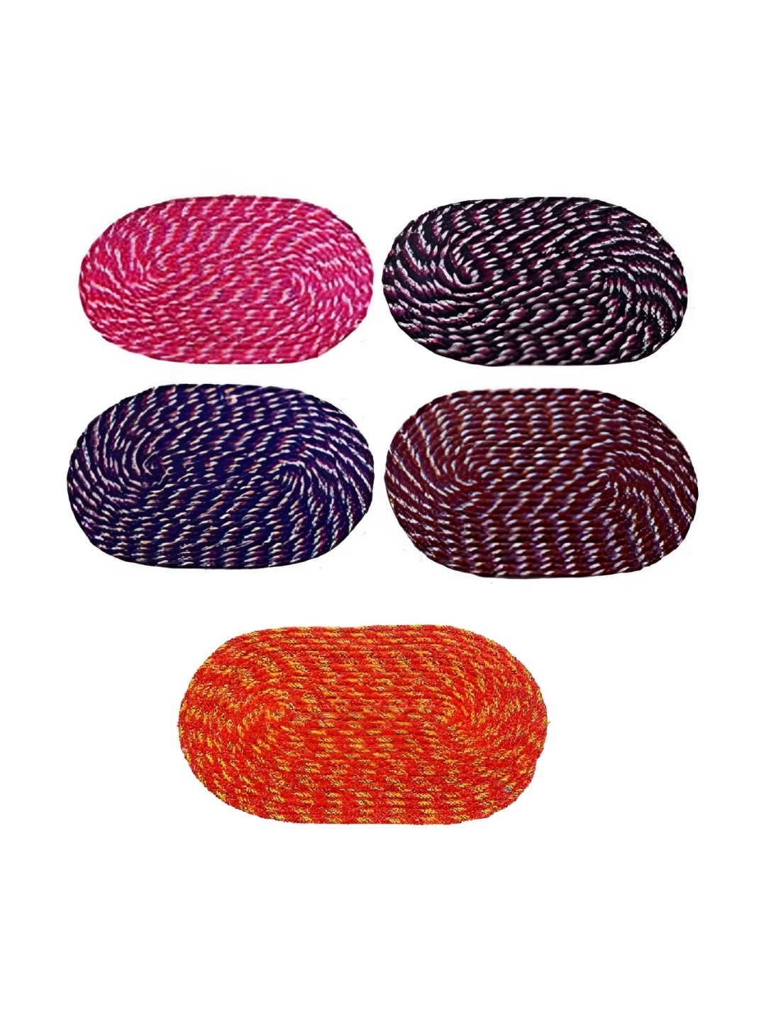 Supreme Home Collective Blue & Red 5 Pcs Cotton Anti-Skid Doormats, Pink