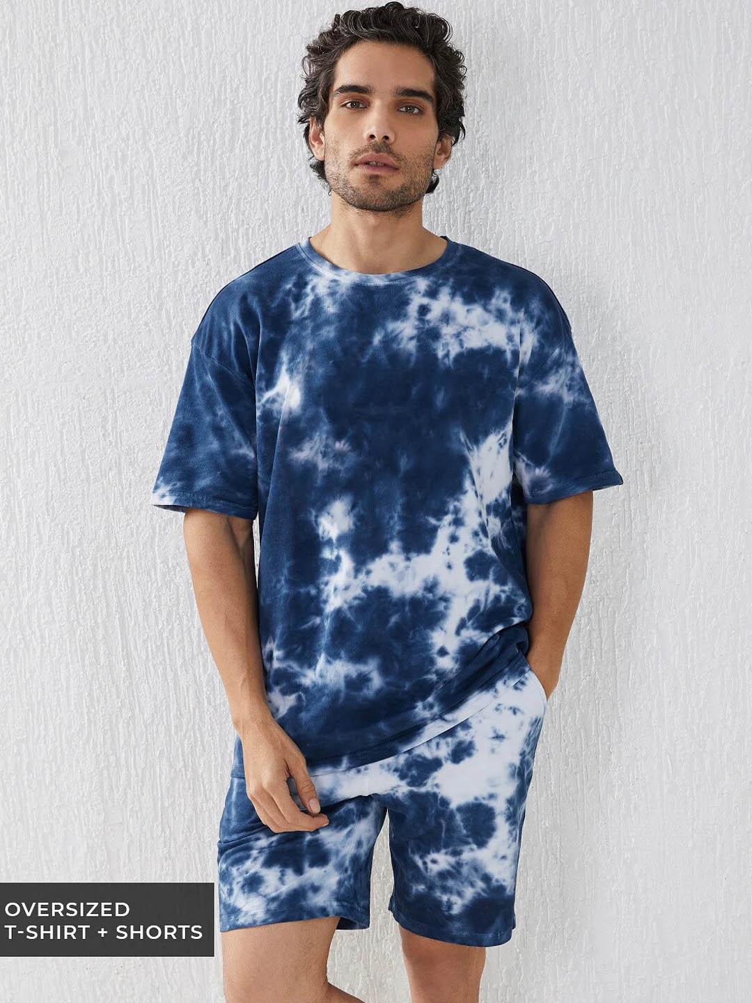 

Zombom Tie & Dye Pure Cotton T-shirt & Shorts, Blue