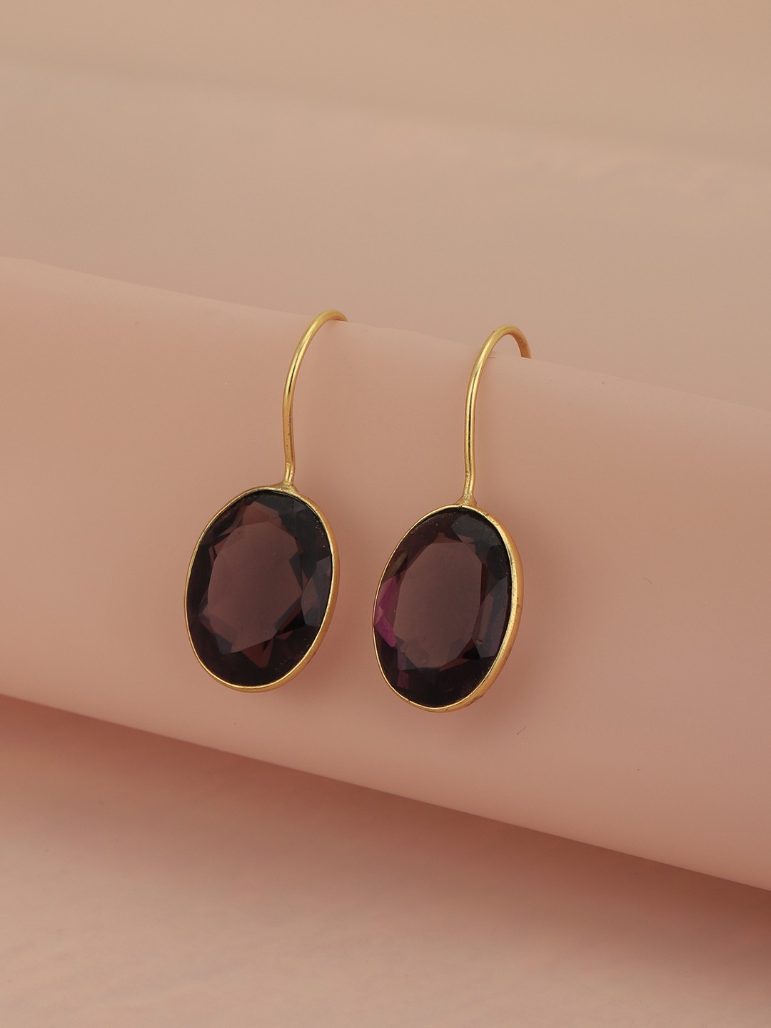 

Carlton London Gold-Plated Oval Amethyst Drop Earrings