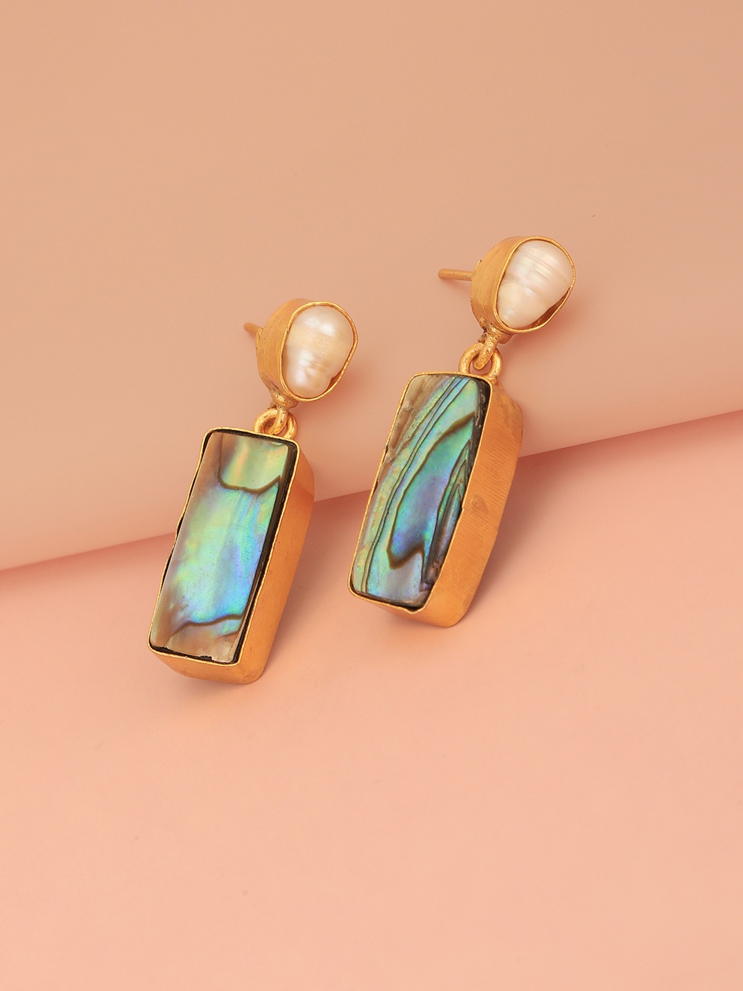 

Carlton London Gold-Plated Contemporary Labradorite Drop Earrings, Multi