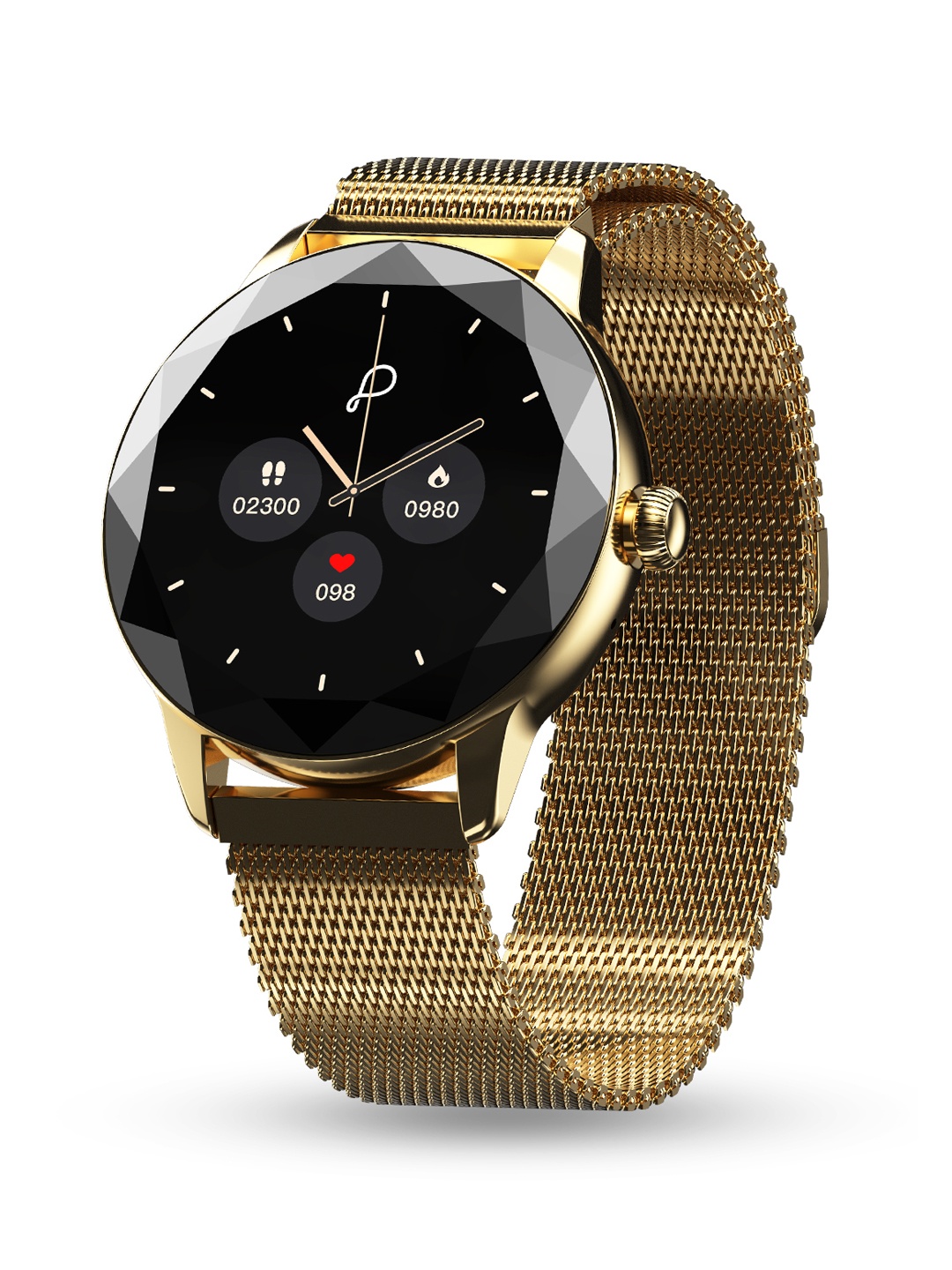 

pebble Vienna Gold-Toned Women 1.27" Diamond Cut Design, Female Health Smart Watch