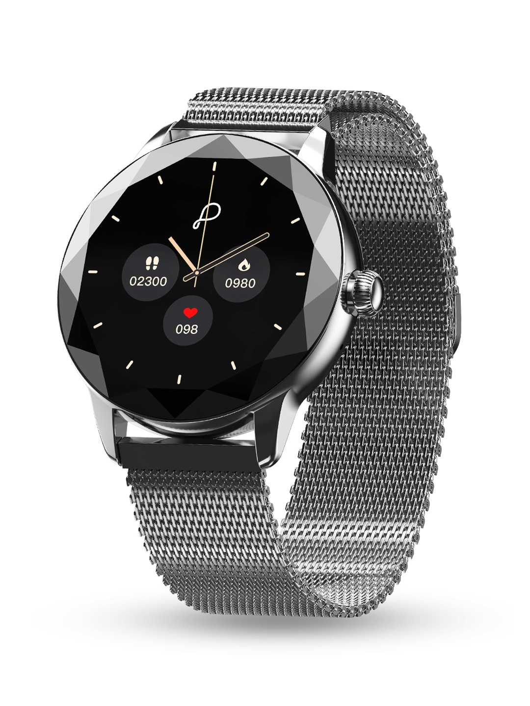 

pebble Vienna Silver-Toned Women 1.27" Diamond Cut Design, Female Health Smart Watch