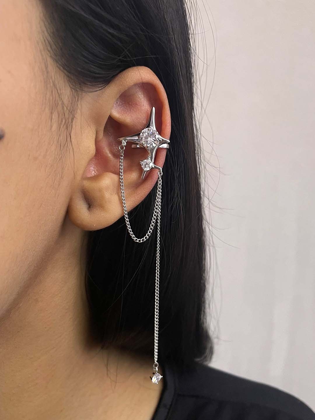 

ISHKAARA Silver-Plated Star Shape Clip On Earcuffs
