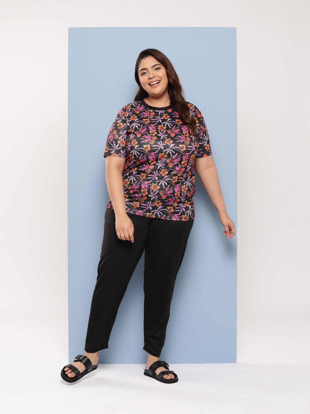 

Aarika Plus Size Floral Print Full Coverage Swim Set, Pink