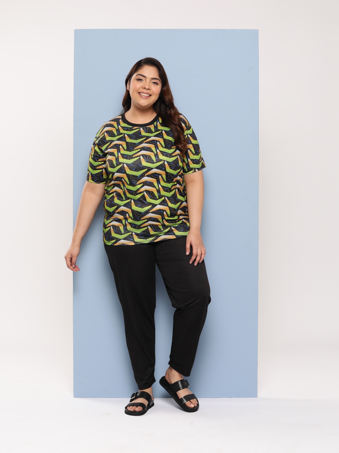 

Aarika Plus Size Abstract Print Full Coverage Swim Set, Green