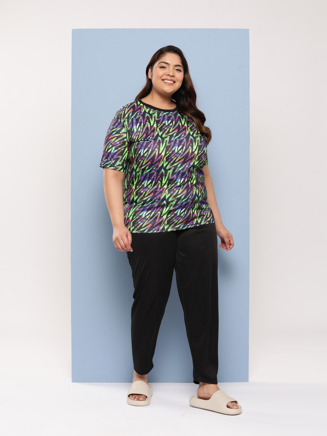 

Aarika Plus Size Abstract Print Full Coverage Swim Set, Green