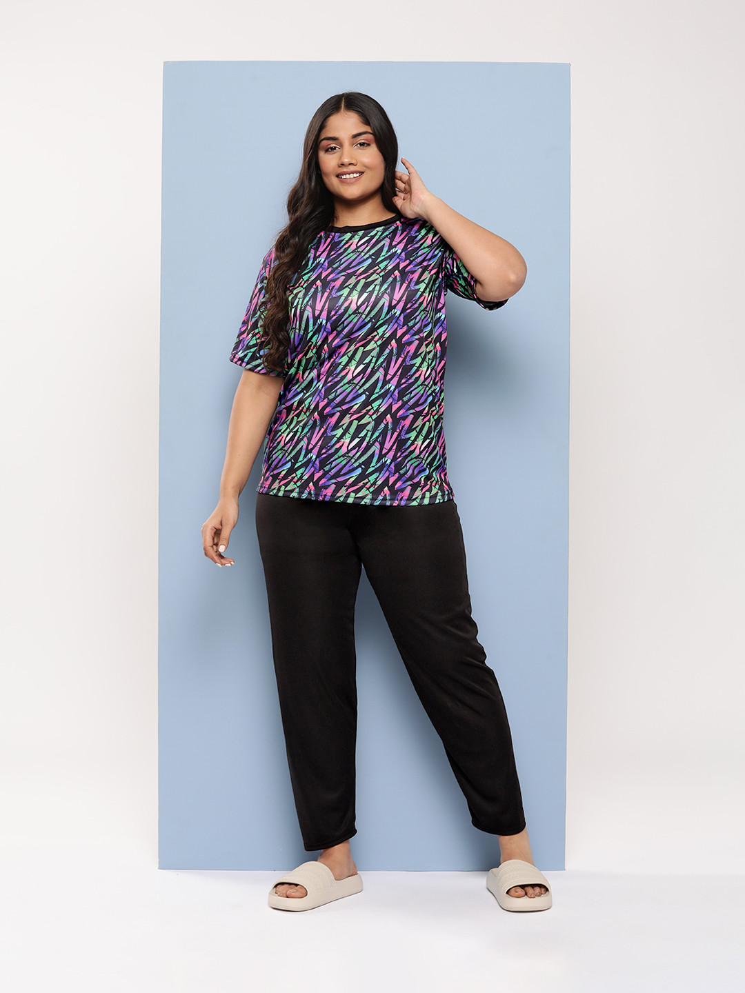 

Aarika Plus Size Printed Full Coverage Swim Set, Purple