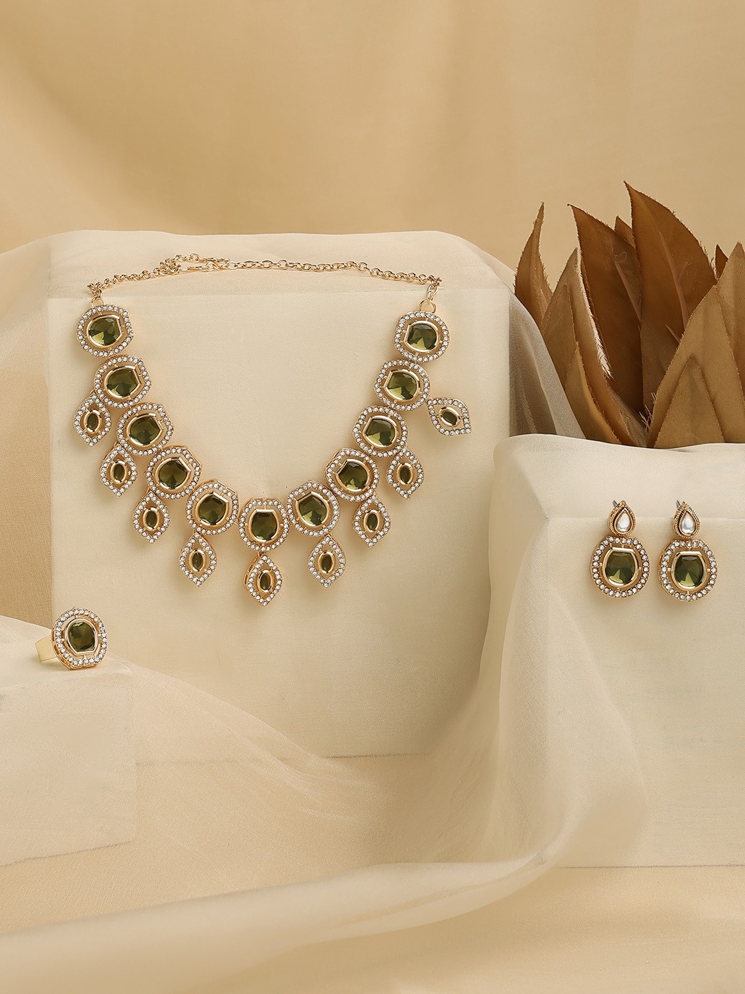 

Zaveri Pearls Gold-Plated AD Studded Jewellery Set