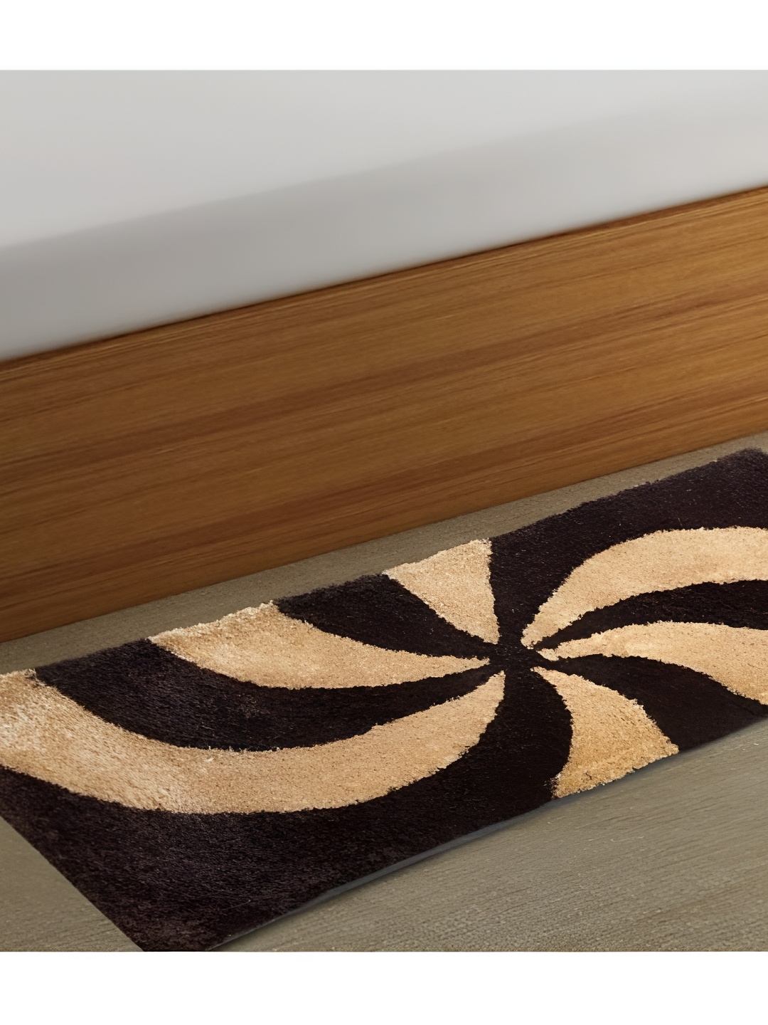 Shopgallery Camel Brown Geometric Strong & Durable Backing Floor Runner, Coffee brown