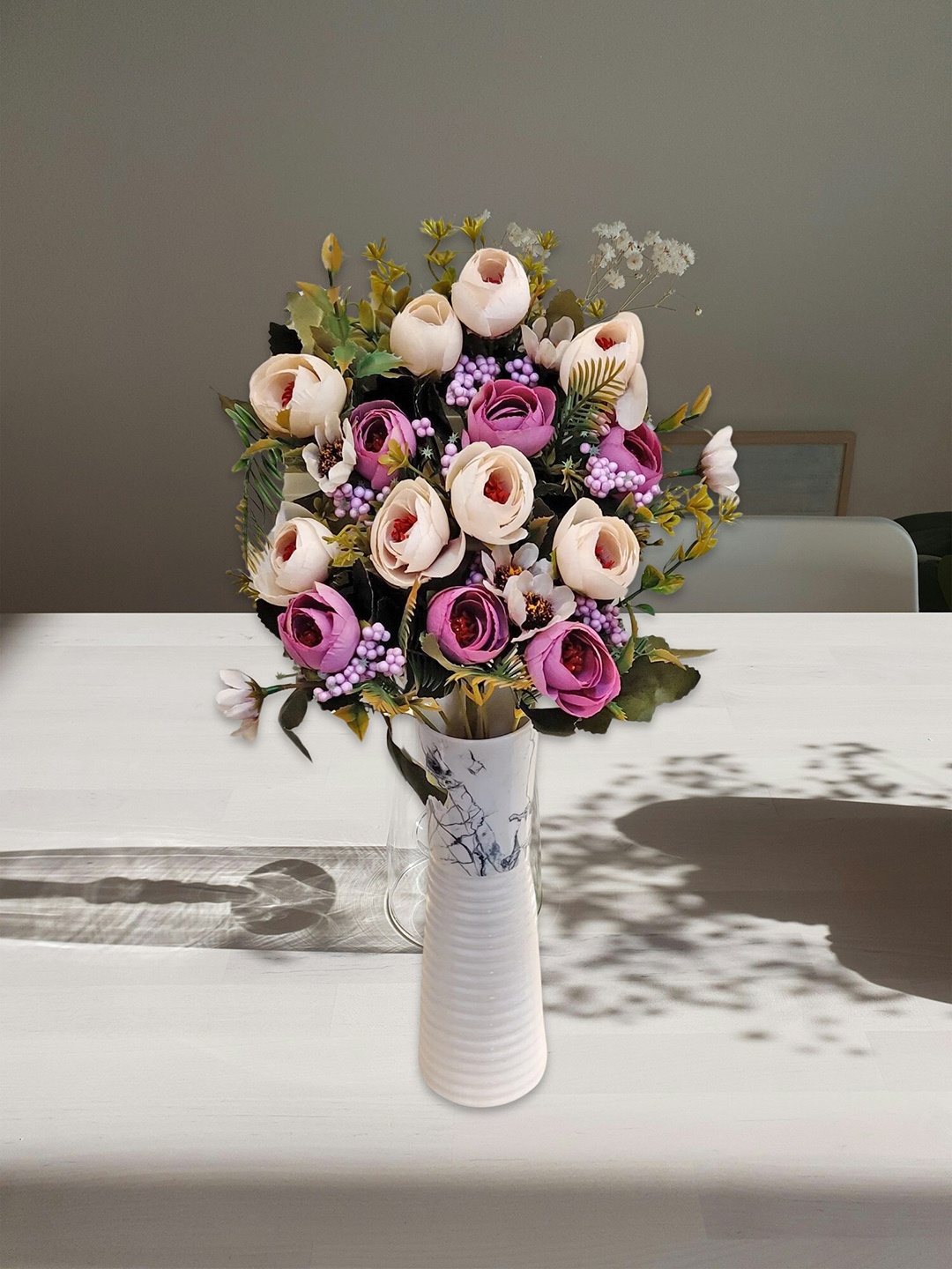 

ARTSY Purple & Green 2 Pieces Peony Rose Artificial Flowers
