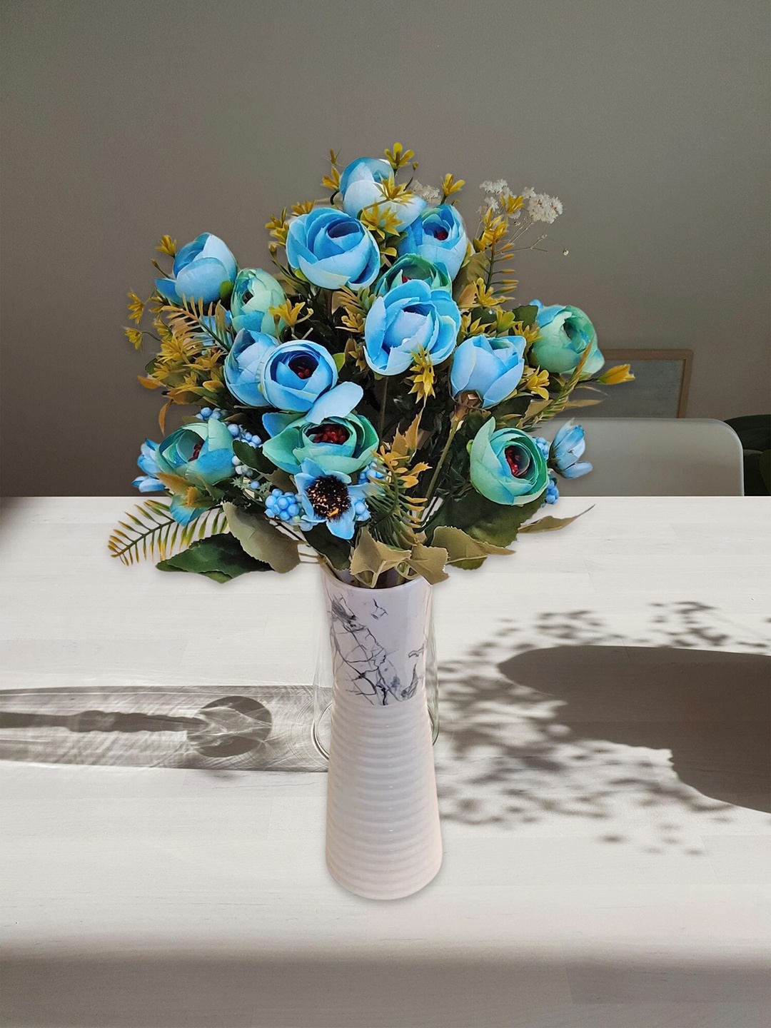 

ARTSY Blue & Green 2 Pieces Peony Rose Artificial Flowers