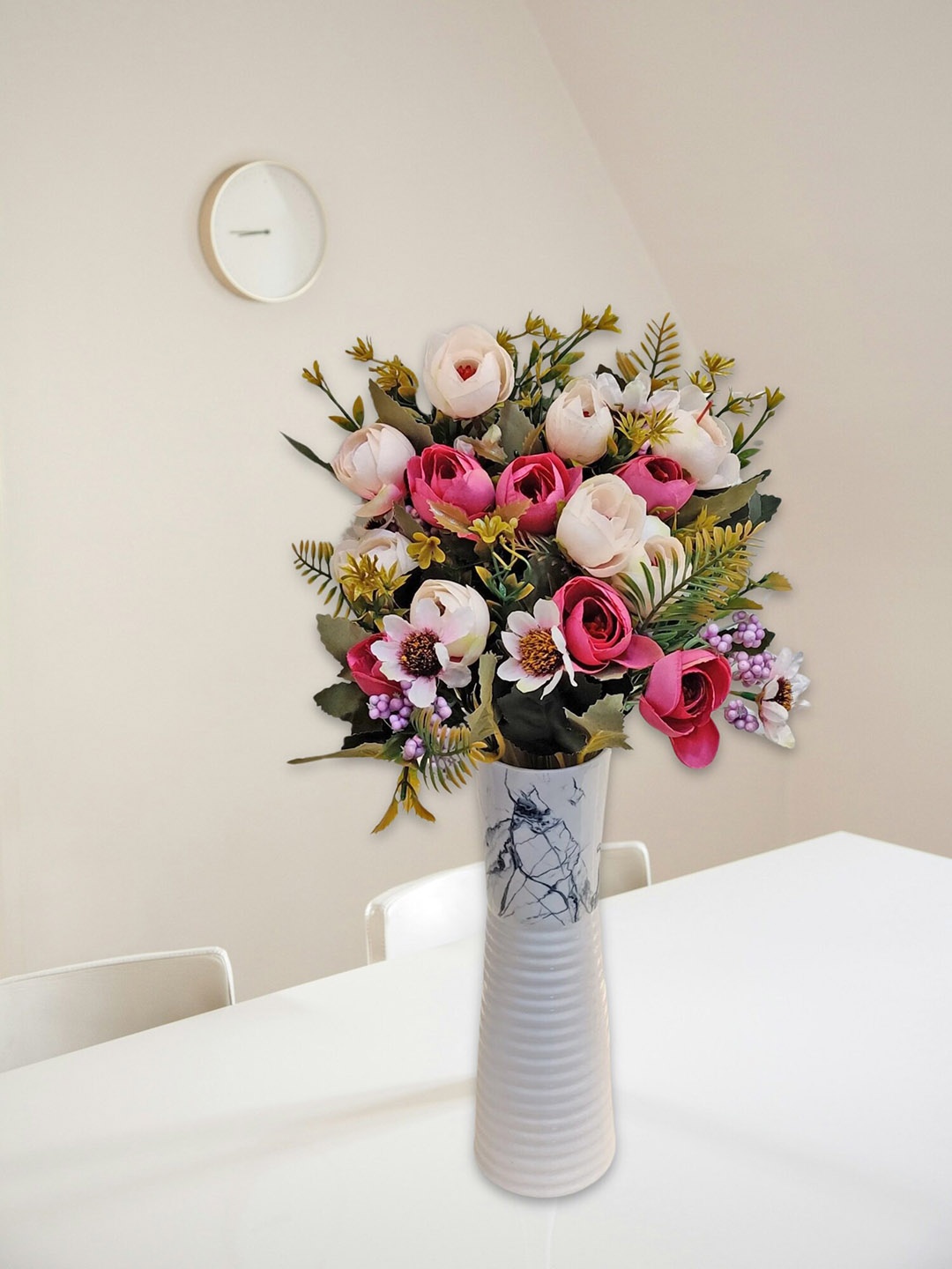 

ARTSY Pink & Green 2 Pieces Peony Rose Artificial Flowers
