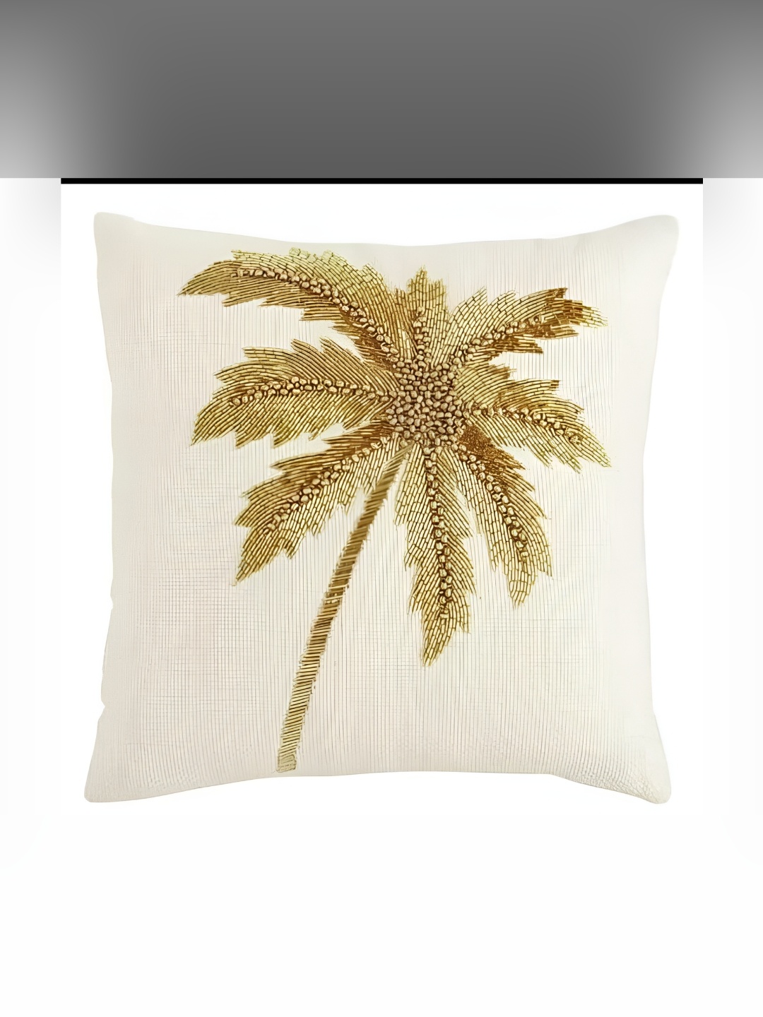 YWULY White & Green Embellished Square Cushion Covers