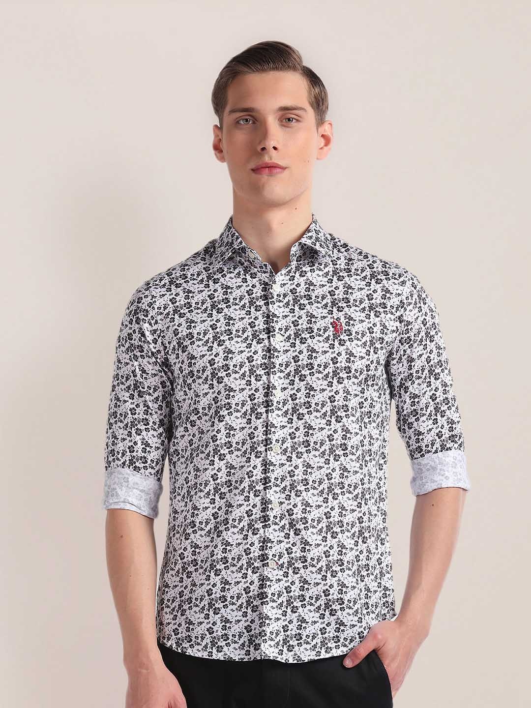 

U.S. Polo Assn. Floral Printed Cotton Casual Shirt, White