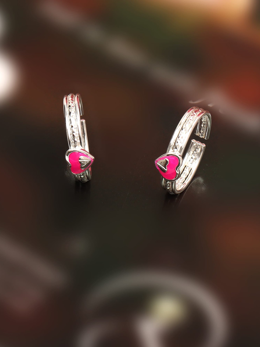 

LeCalla Set of 2 Silver Plated Sterling Silver BIS Hallmarked Enamelled Toe Rings