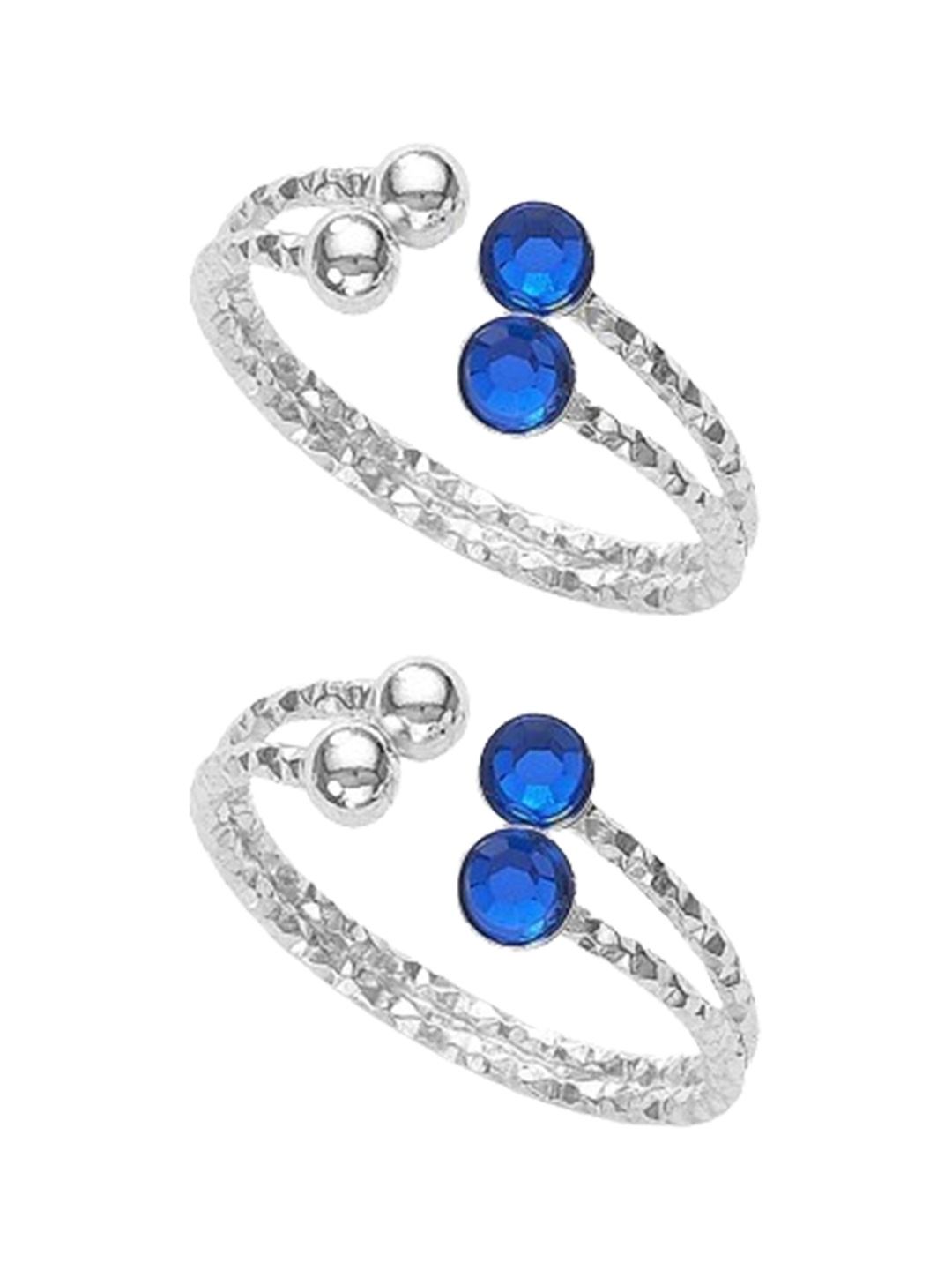 

LeCalla 925 Sterling Silver Plated Stone Studded Toe Rings