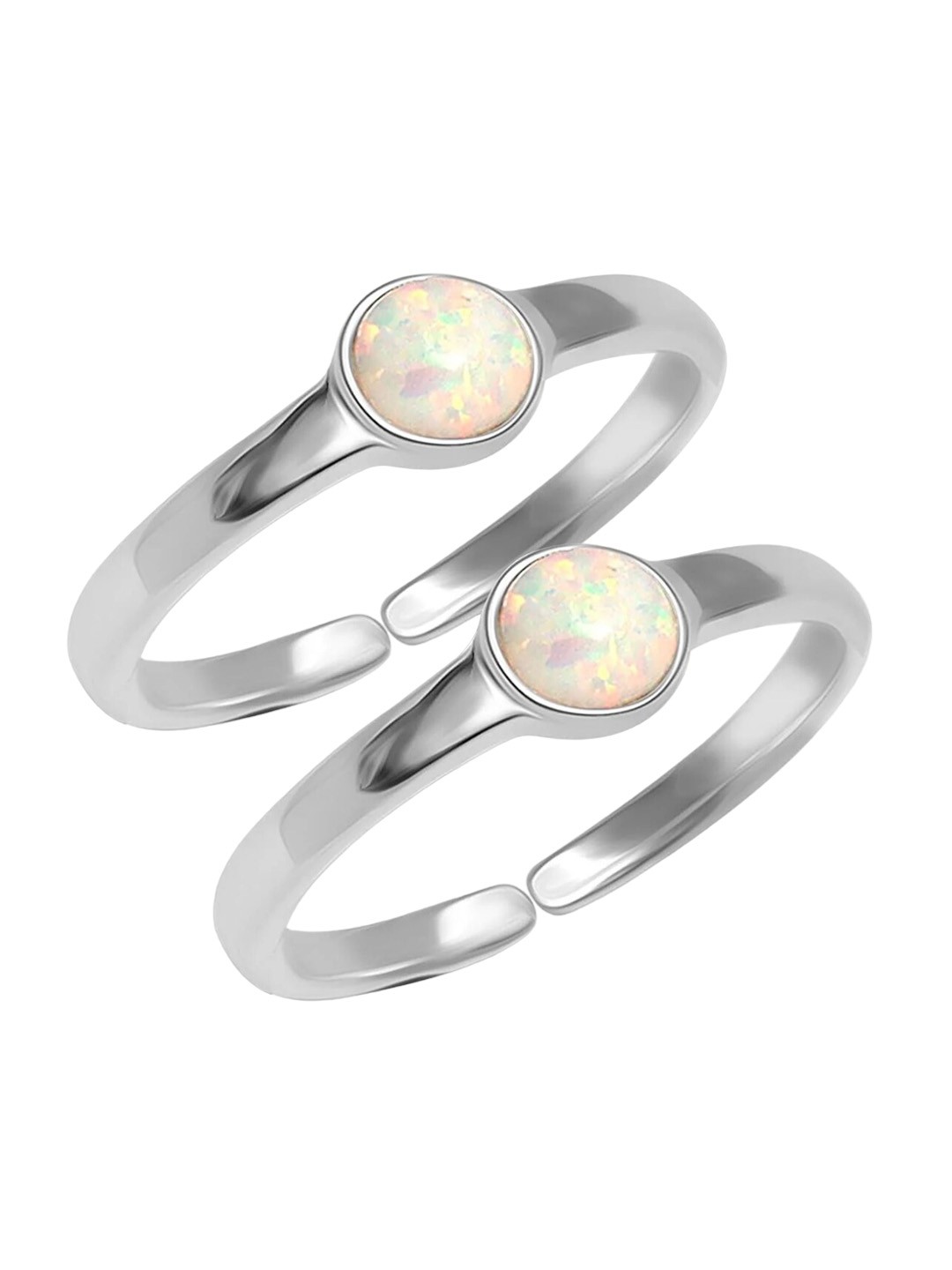 

LeCalla 925 Sterling Silver Rhodium-Plated Stone Studded Toe Rings