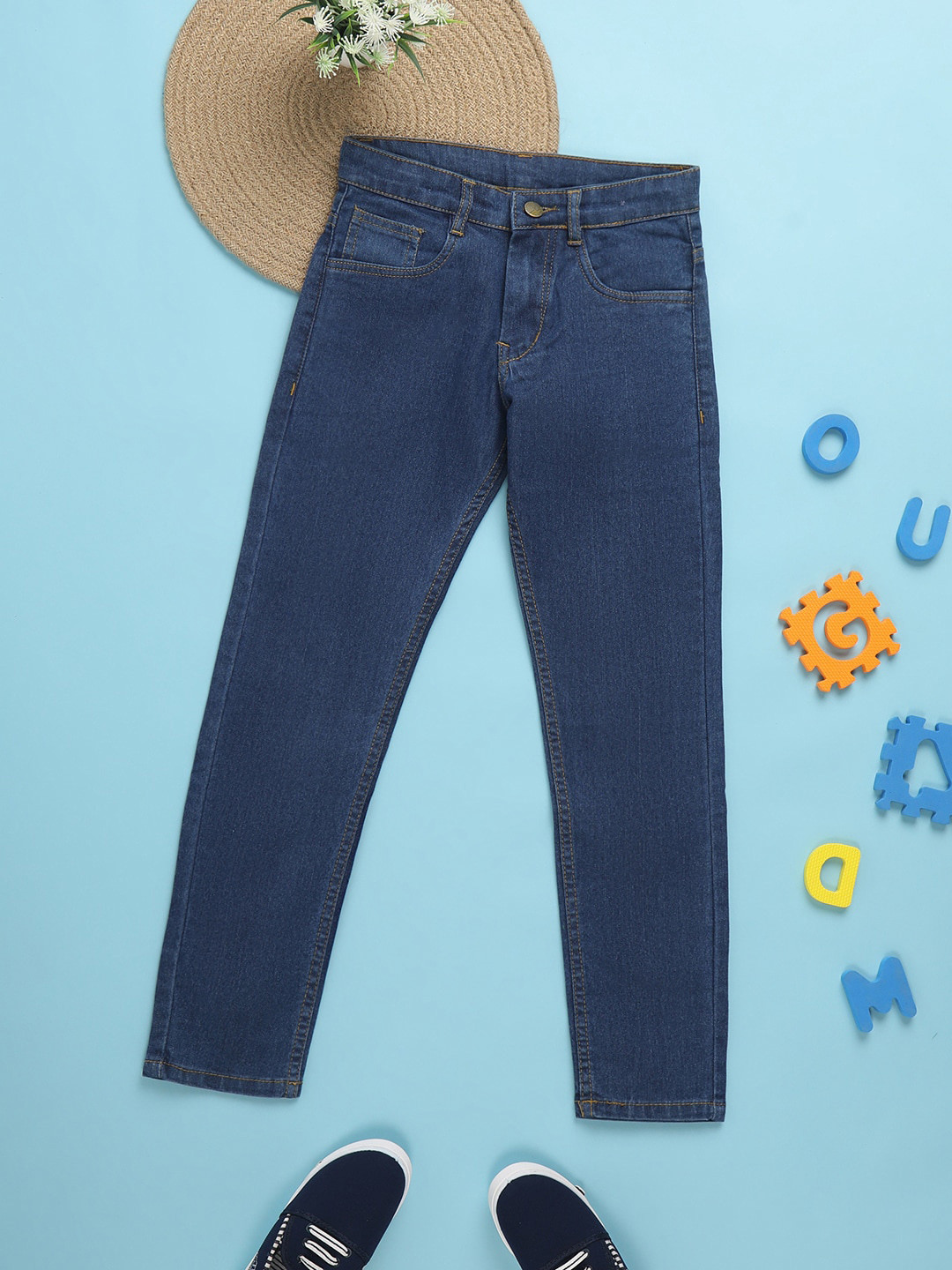 

V-Mart Boys Clean Look Mid-Rise Cotton Jeans, Blue