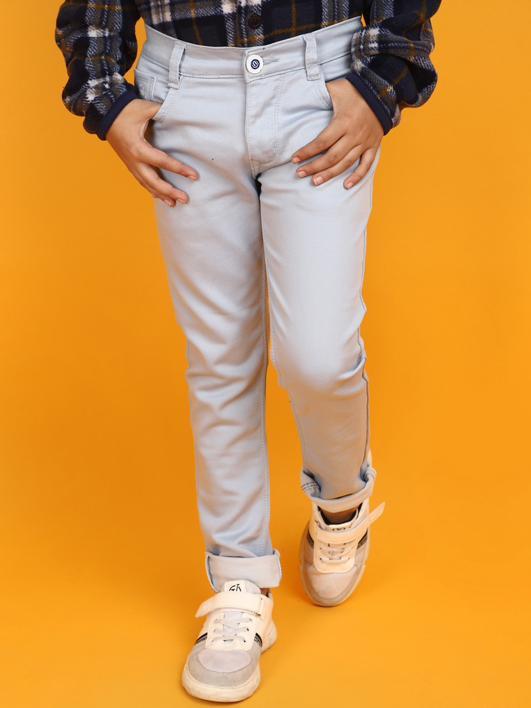 

V-Mart Boys Mid-Rise Clean Look Cotton Jeans, Blue