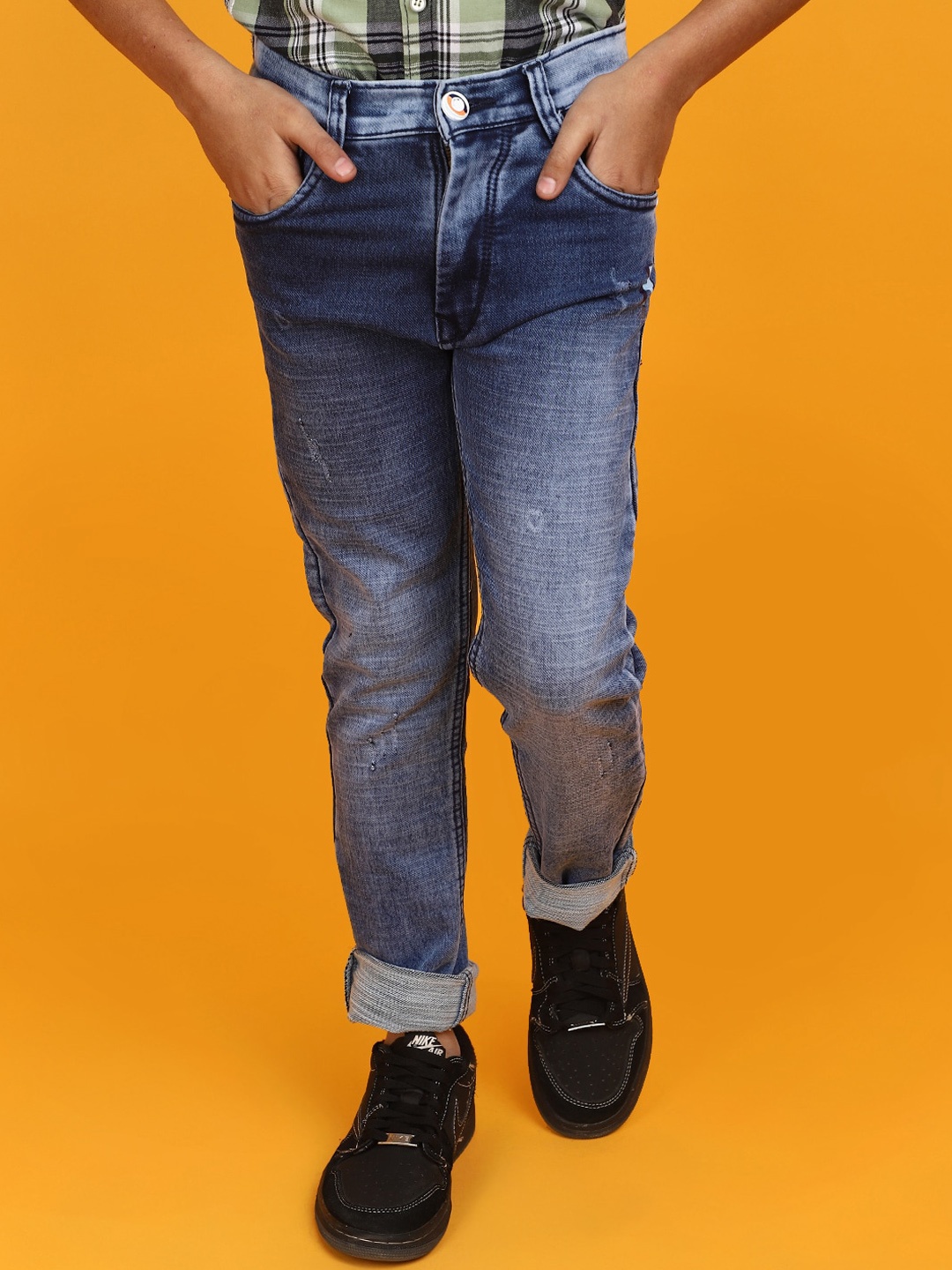 

V-Mart Boys Low Distressed Heavy Fade Cotton Jeans, Blue