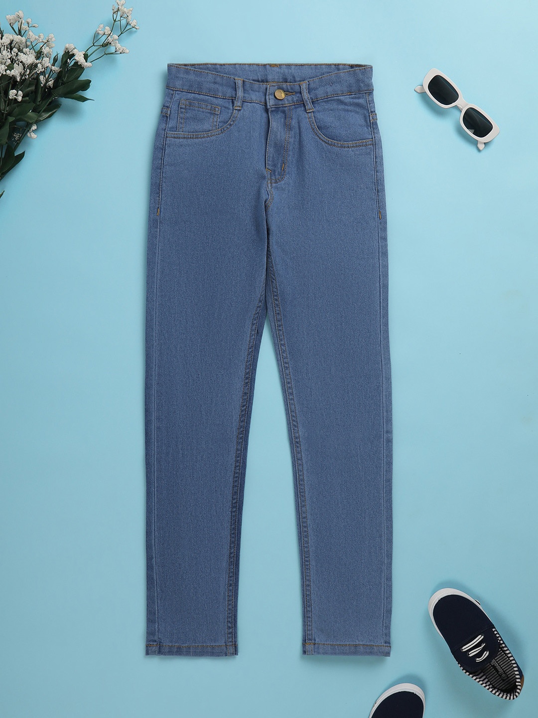 

V-Mart Boys Clean Look Mid-Rise Cotton Jeans, Blue