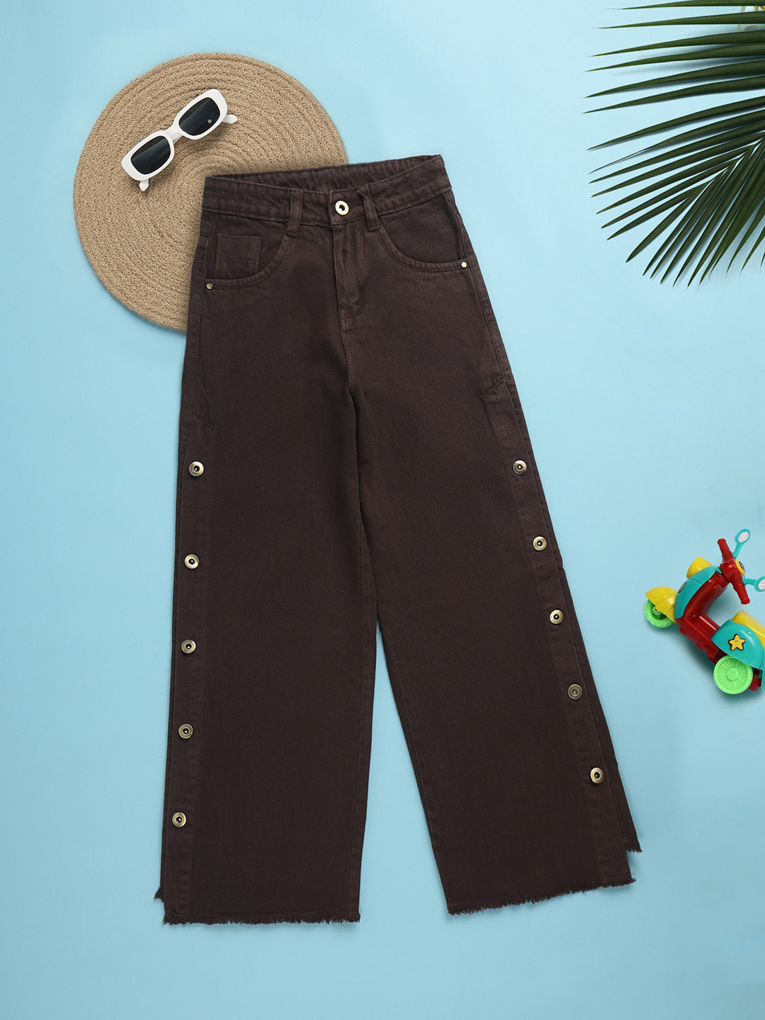 

V-Mart Girls Mid Rise Clean Look Cotton Jeans, Brown
