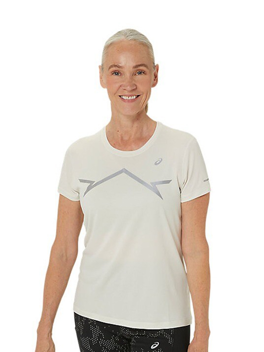 

ASICS Graphic Printed Round Neck Short Sleeves Applique T- shirts, Off white
