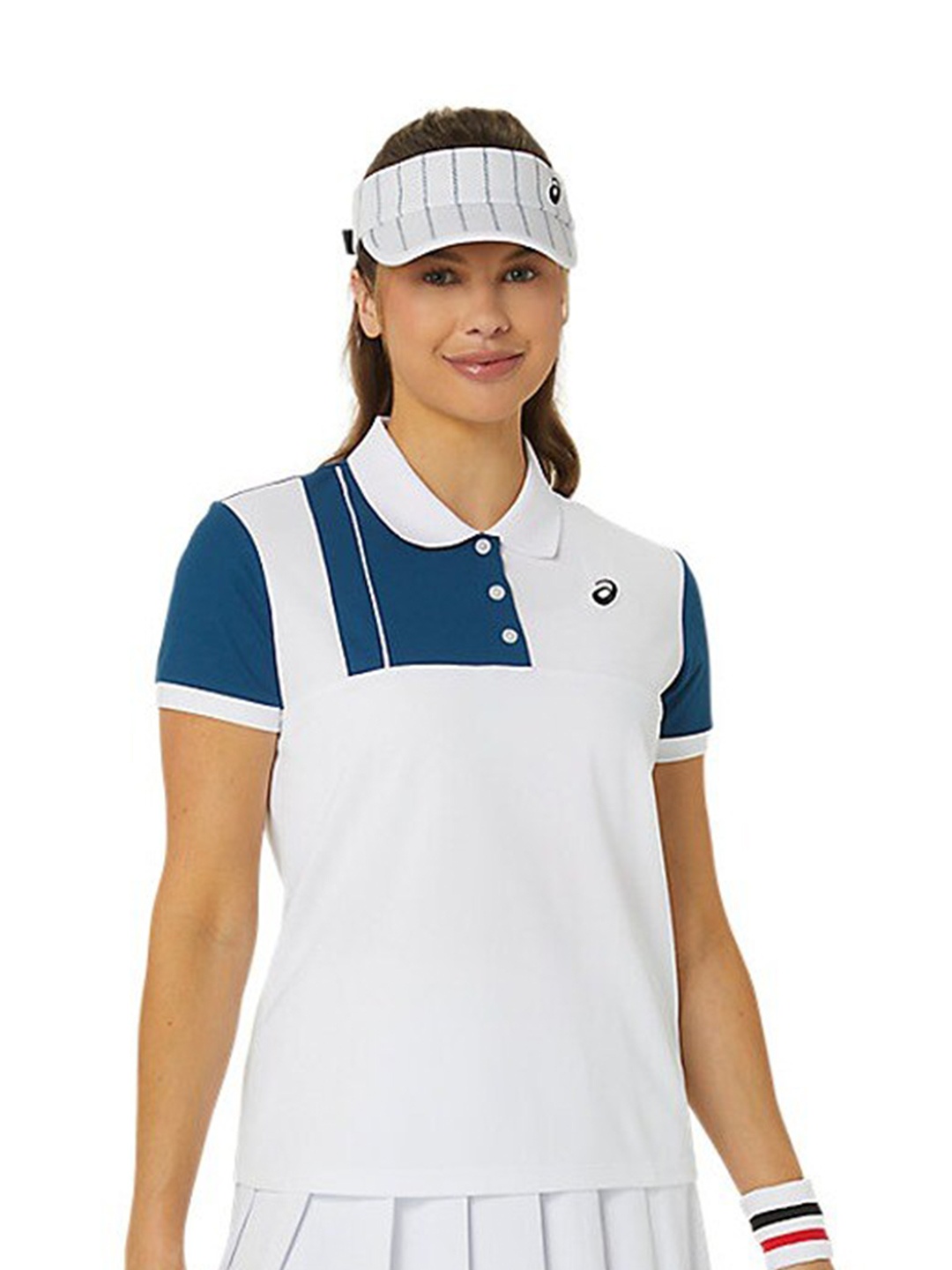 

ASICS Colourblocked Polo Collar Short Sleeves Sports T- shirts, White