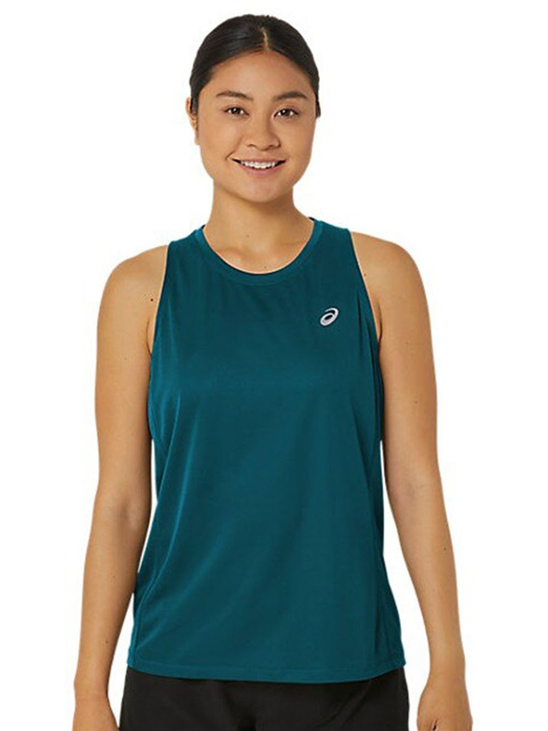 

ASICS Brand Logo Printed Round Neck Sleeveless Sports T-shirt, Green