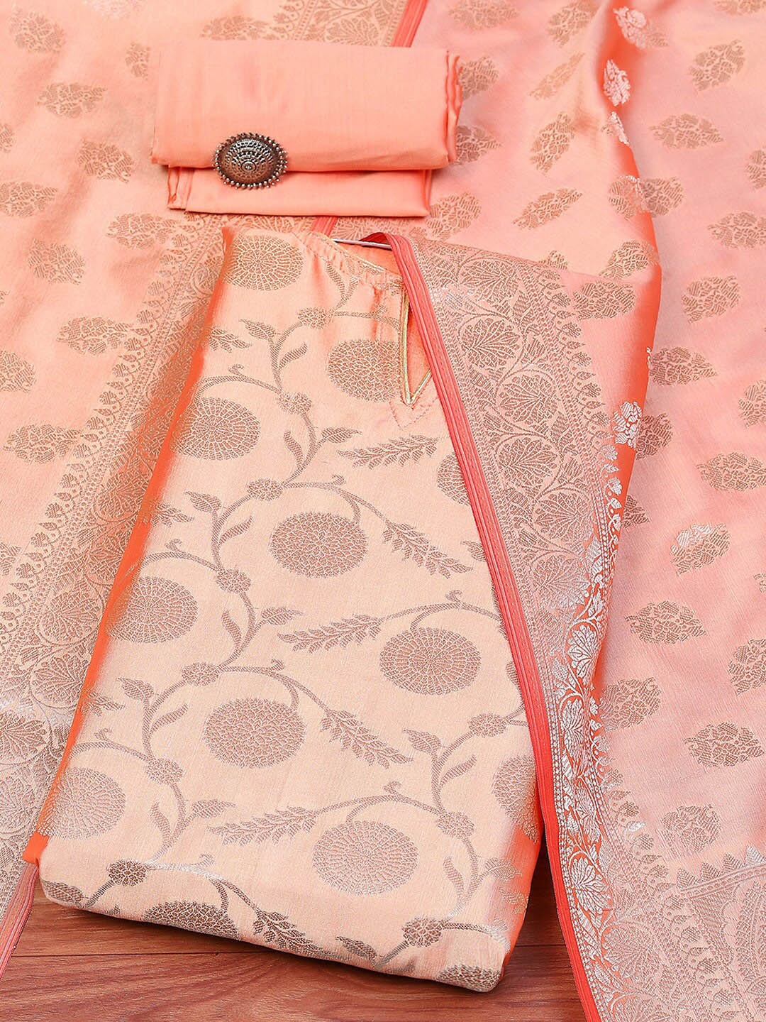 

Biba Ethnic Motifs Woven Design Unstitched Dress Material, Rust