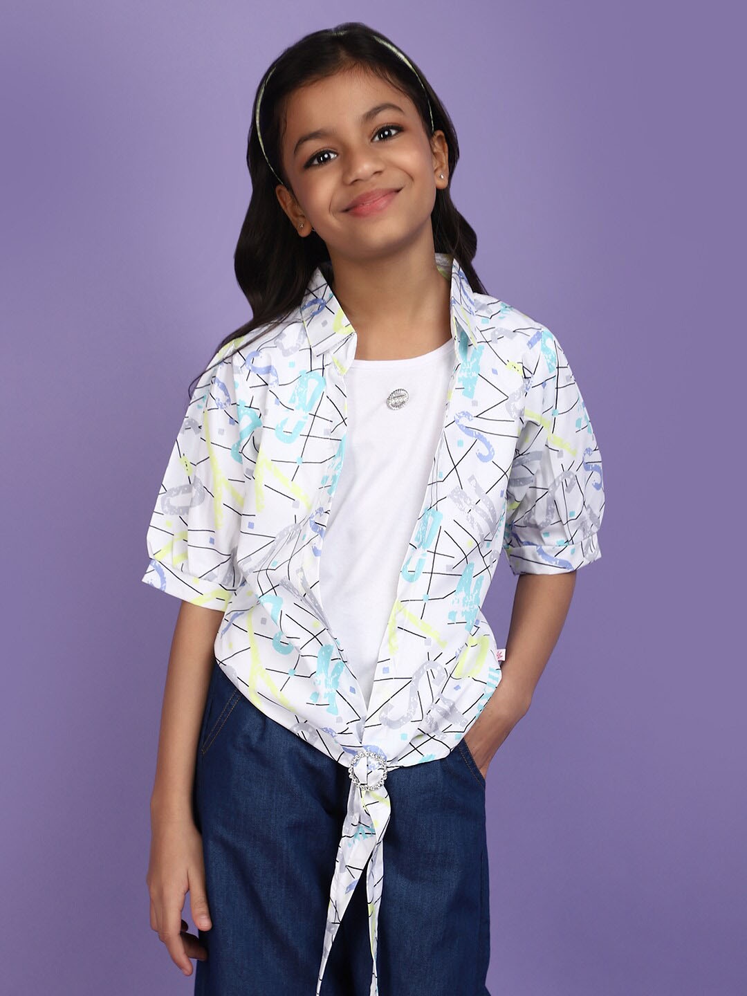 

V-Mart Geometric Print Cotton Top, Multi