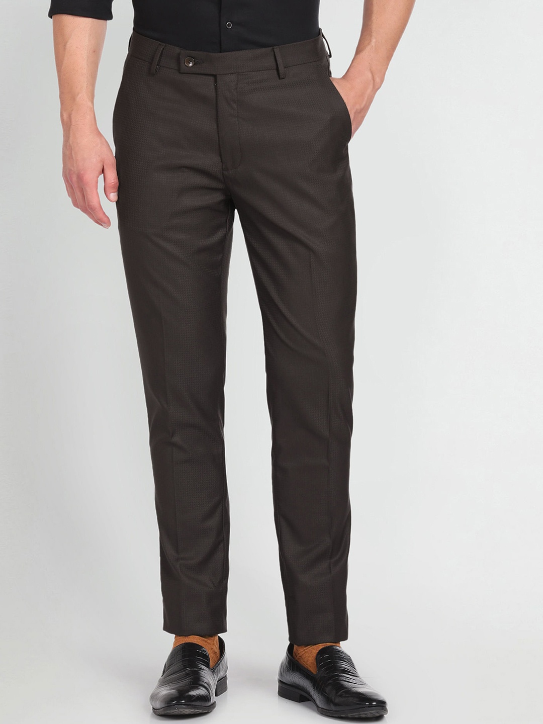 

Arrow Jackson Super Slim Fit Dobby Formal Trousers, Brown
