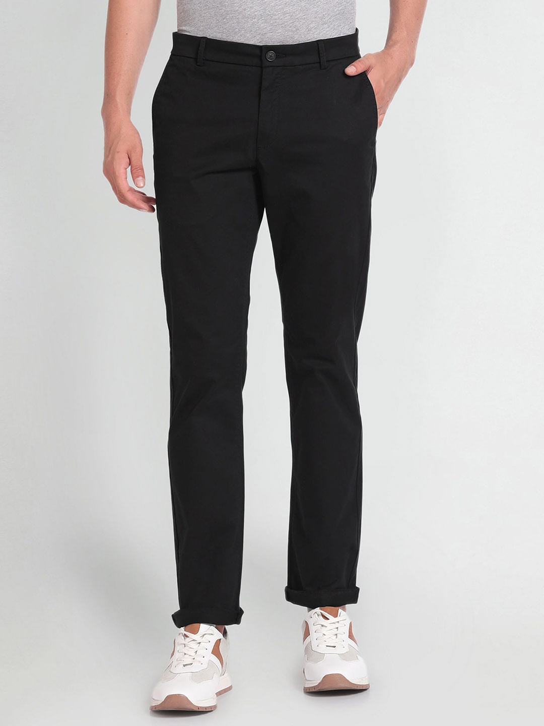 

Arrow Sport Men Low-Rise Casual Trousers, Black
