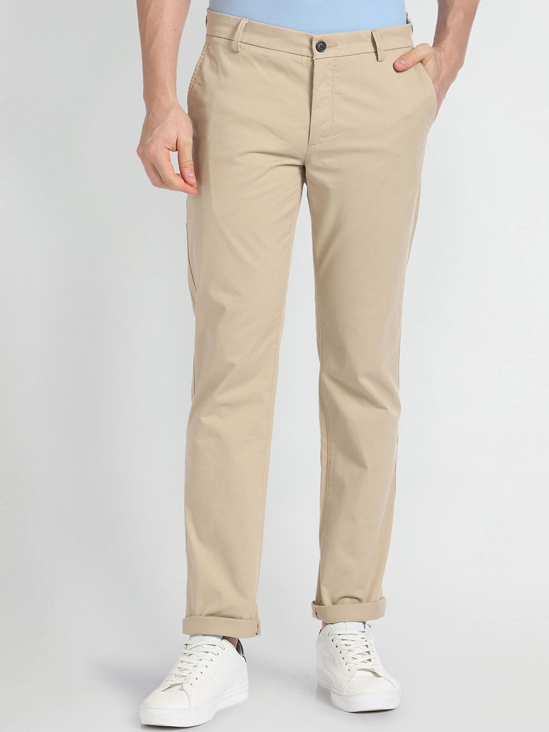 

Arrow Sport Men Low-Rise Chinos Trousers, Brown