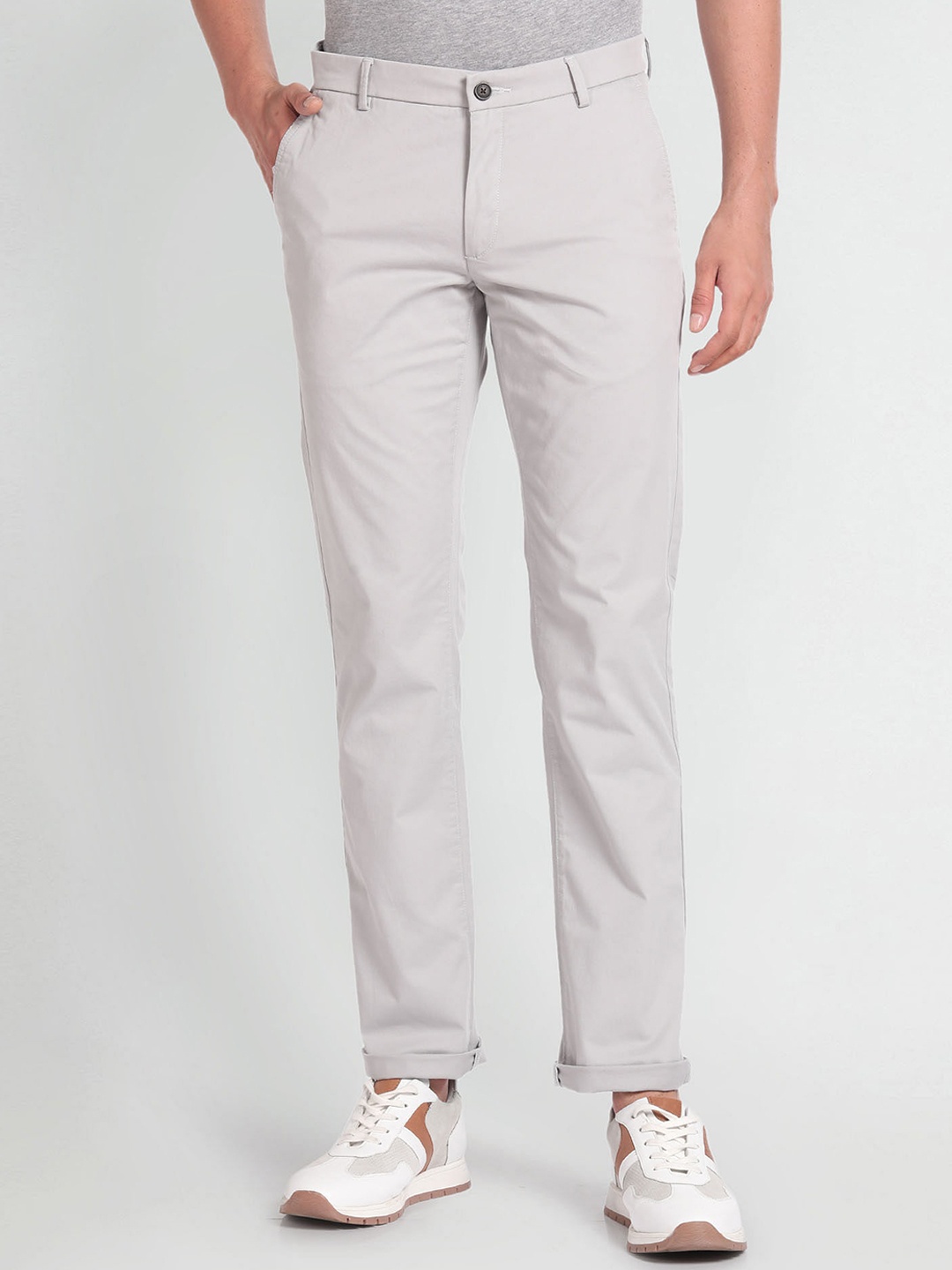 

Arrow Sport Men Low-Rise Casual Trousers, Grey