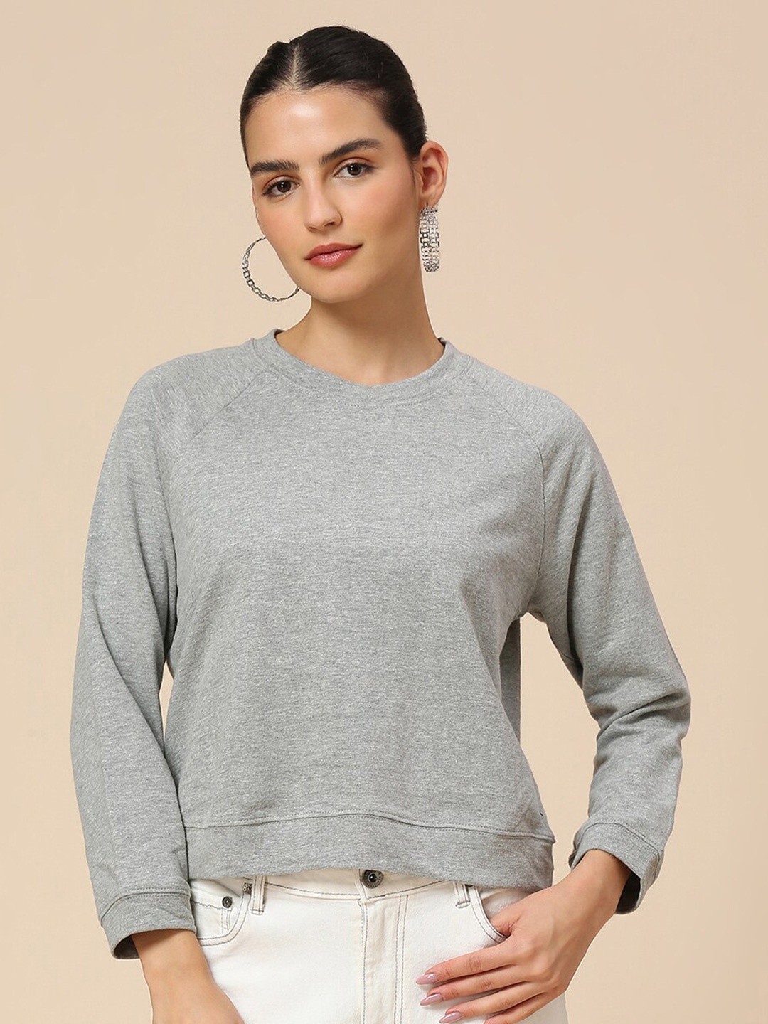 

Chemistry Round Neck Raglan Sleeves T-shirt, Grey melange