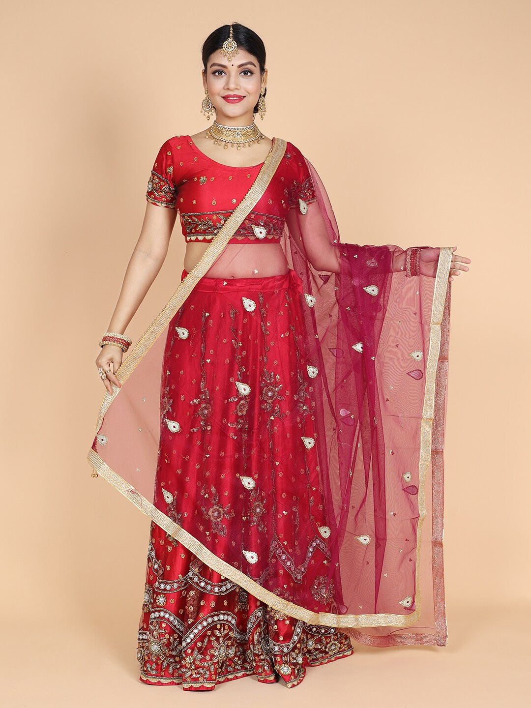 

NAMASKAR Ethnic Motifs Embroidered Dupatta, Purple