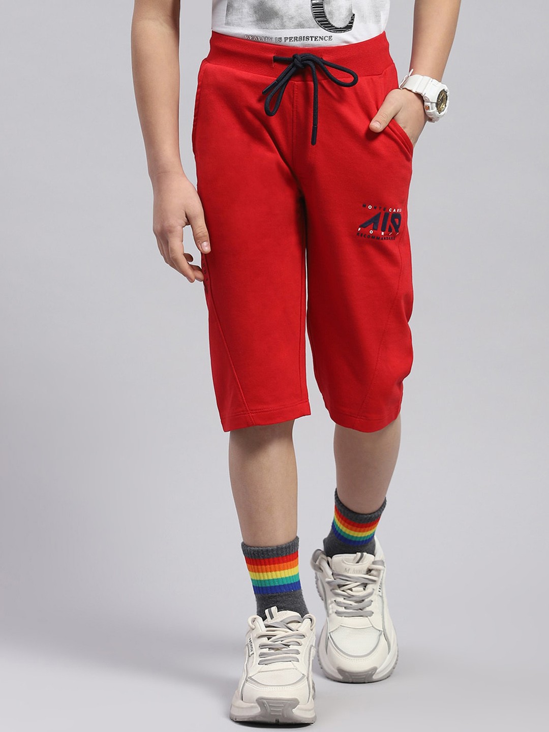

Monte Carlo Boys Mid Rise Knee Length Shorts, Red