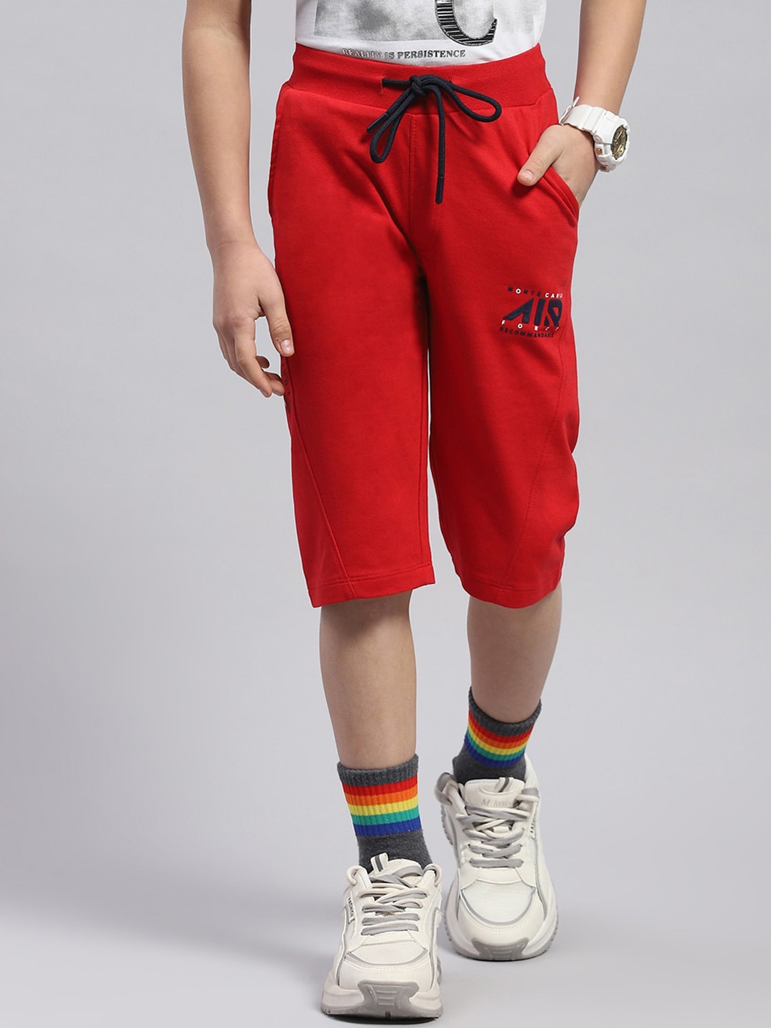 

Monte Carlo Boys Mid Rise Knee Length Shorts, Red
