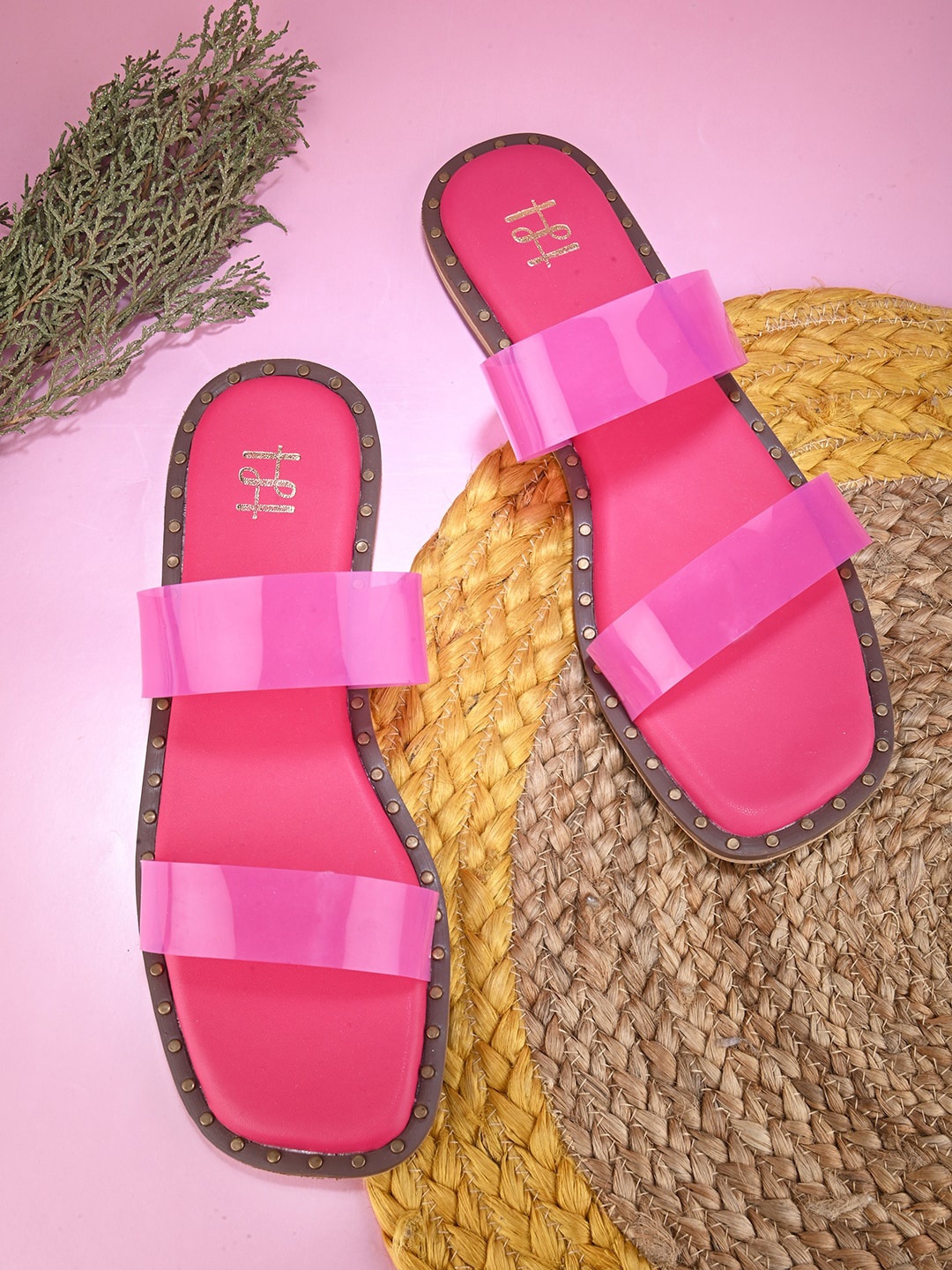 

Hydes N Hues No Back Strap Open Toe Flats, Pink