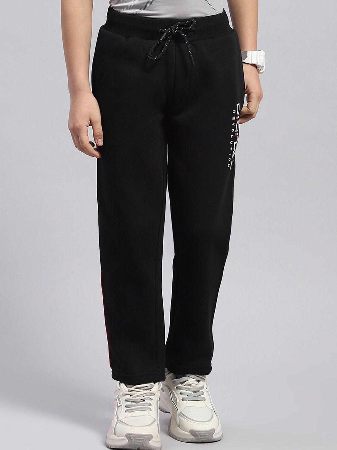 

Monte Carlo Boys Typography Printed Track Pants, Black