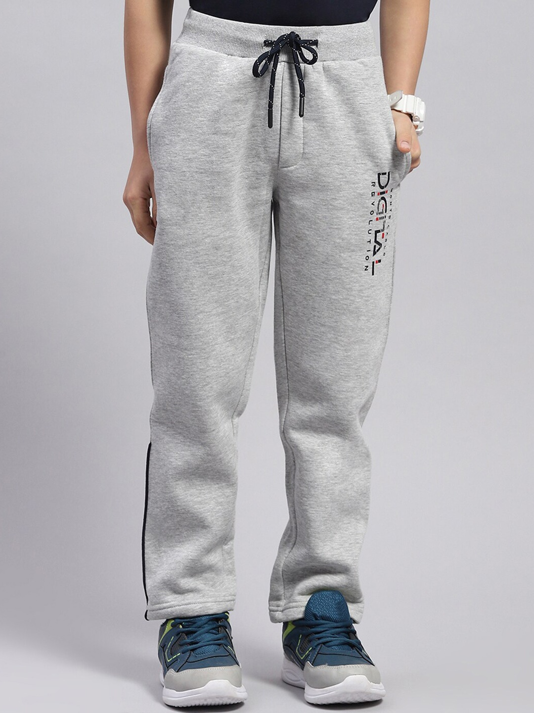 

Monte Carlo Boys Typography Printed Track Pants, Grey