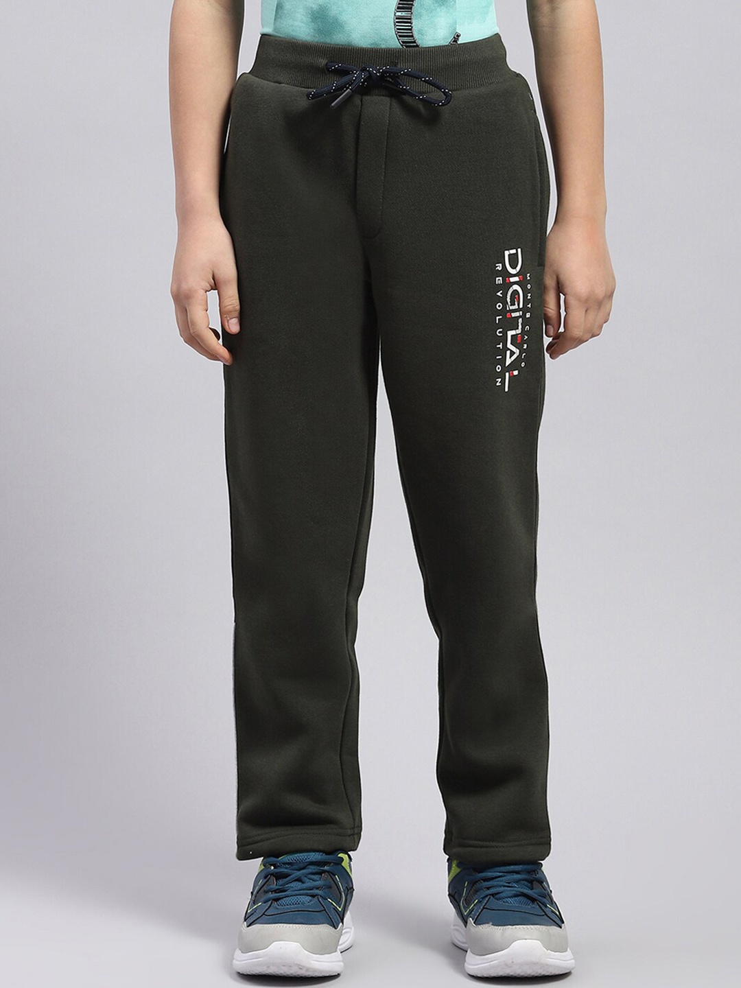 

Monte Carlo Boys Typographic Printed Track Pants, Olive